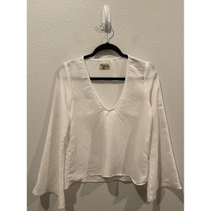 Anthropologie White V-Neck Blouse